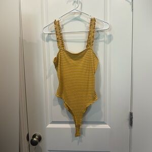 Alya large mustard yellow and white striped bodysuit
